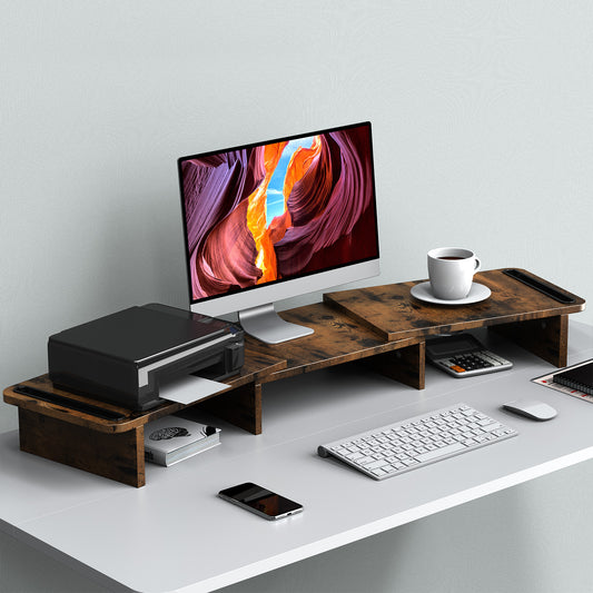 Dual Monitor Stand Riser With Adjustable Length And Angle